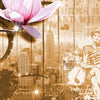 Fototapete Vintage Blüten New York Sepia M1616