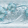 Fototapete Hell blau Blumen Diamanten M3793