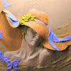 Fototapete Skulptur Frau lila Schmetterlinge M5268