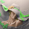 Fototapete Skulptur Frau grün Schmetterlinge Wand M5271