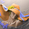 Fototapete Skulptur Frau orange Hut Schmetterlinge M5280