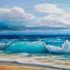 Fototapete Gemälde mit Wellen und Strand M5978