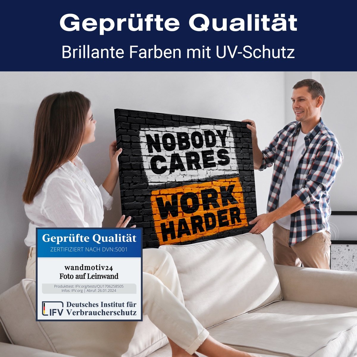 Leinwandbild Motivation, Querformat, Nobody Cares Work Harder M0002 kaufen - Bild 4