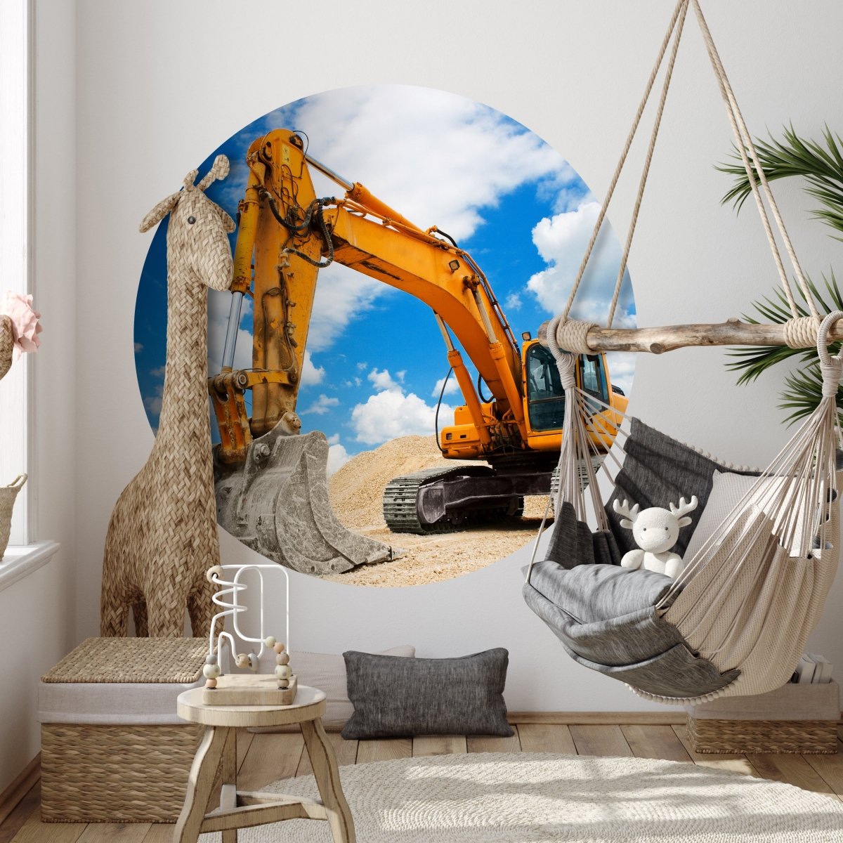 Runde Fototapete gelber Bagger M0002 - Bild 3 Runde Fototapete gelber Bagger M0002 - Bild 3