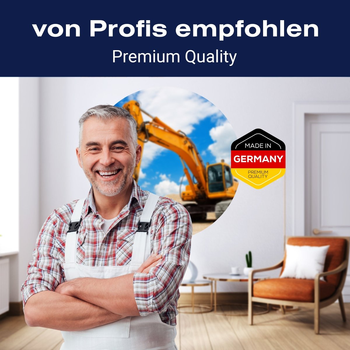 Runde Fototapete gelber Bagger M0002 - Bild 5 Runde Fototapete gelber Bagger M0002 - Bild 5