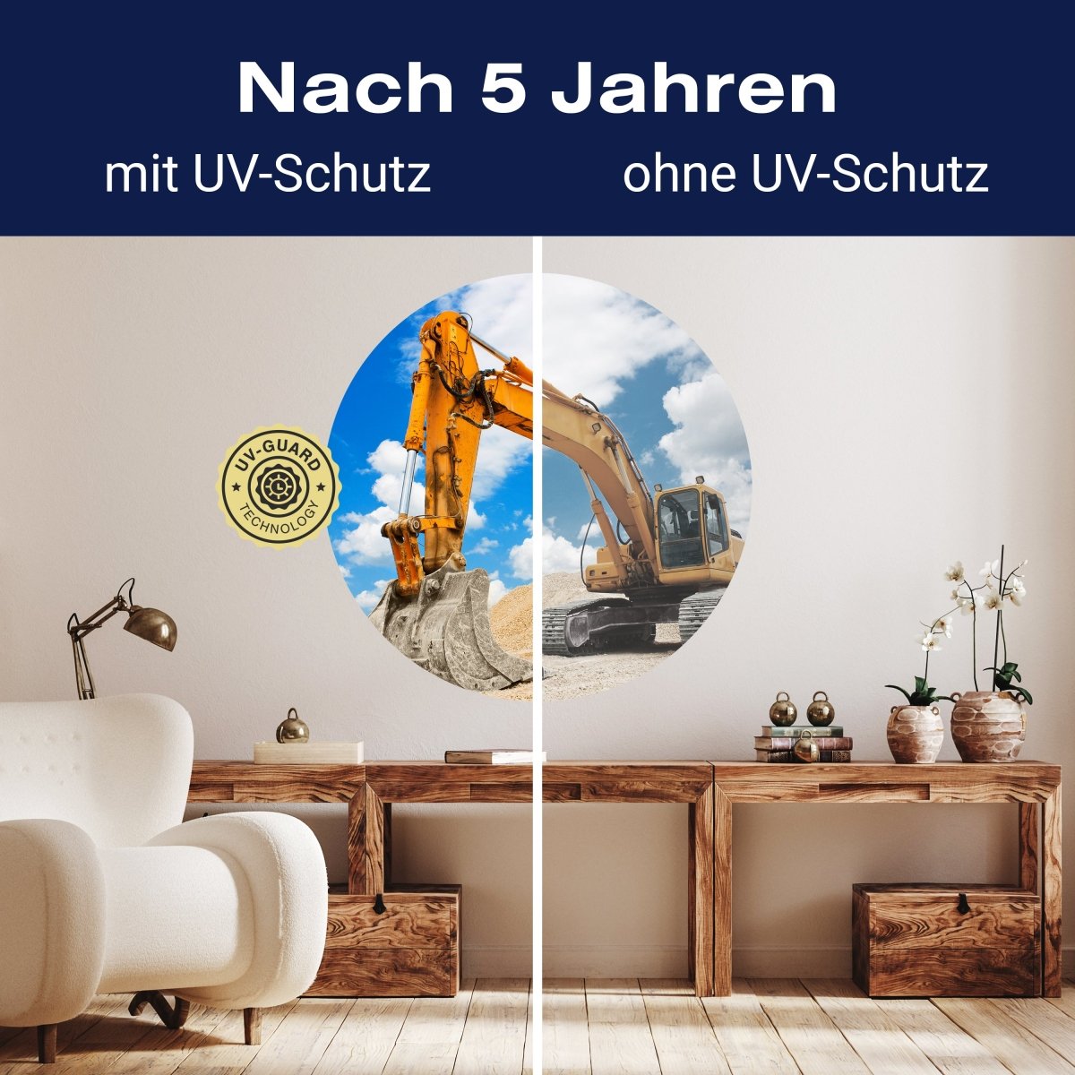 Runde Fototapete gelber Bagger M0002 - Bild 9 Runde Fototapete gelber Bagger M0002 - Bild 9