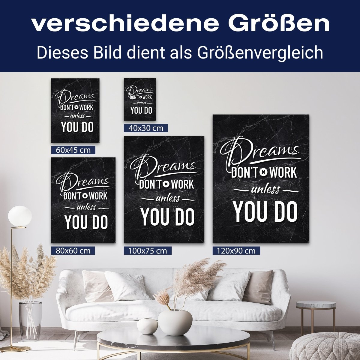 Leinwandbild Motivation, Hochformat, Dreams dont work M0006 kaufen - Bild 8 Leinwandbild Motivation, Hochformat, Dreams dont work M0006 kaufen - Bild 8