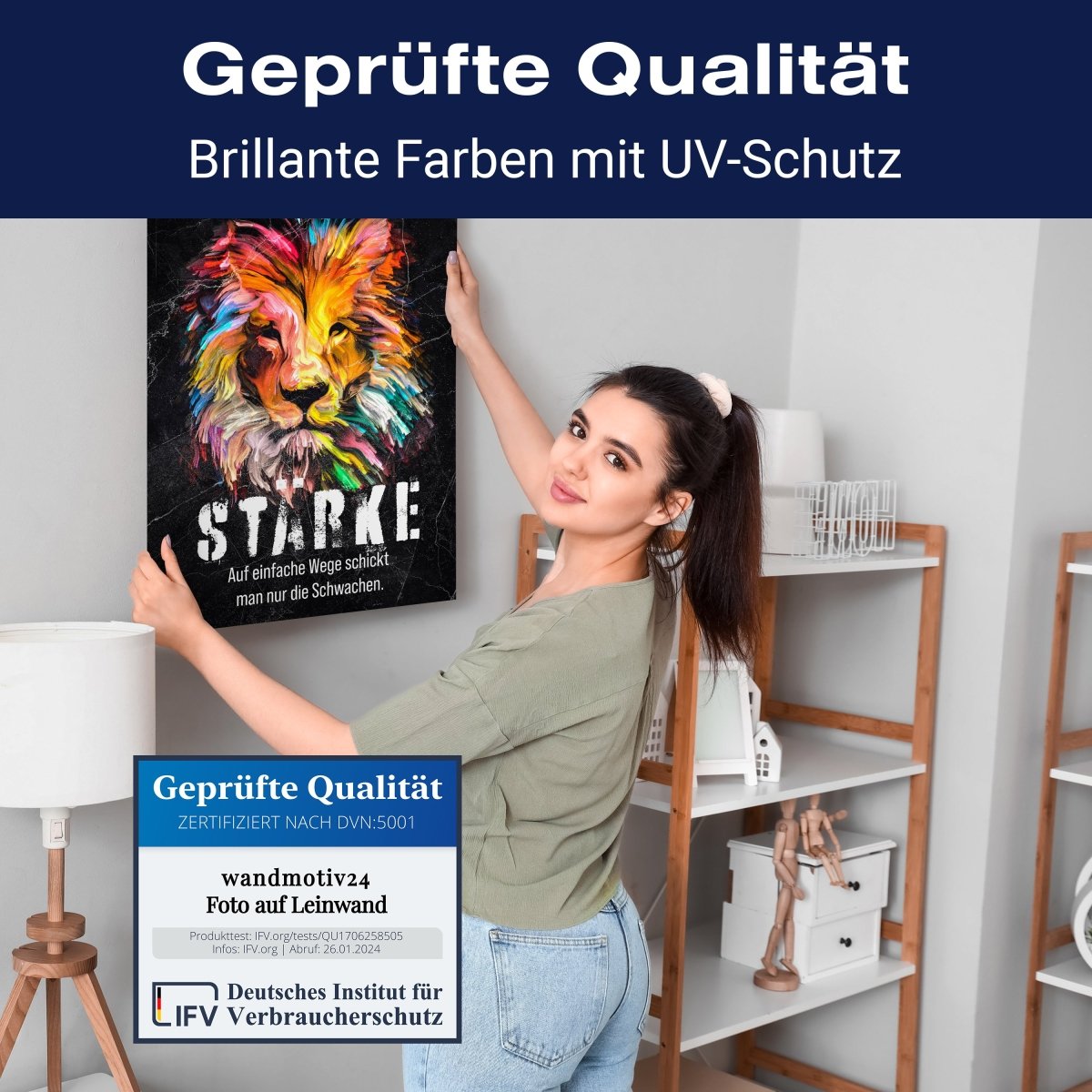 Leinwandbild Motivation, Hochformat, Stärke Löwe Aquarell M0007 kaufen - Bild 4 Leinwandbild Motivation, Hochformat, Stärke Löwe Aquarell M0007 kaufen - Bild 4