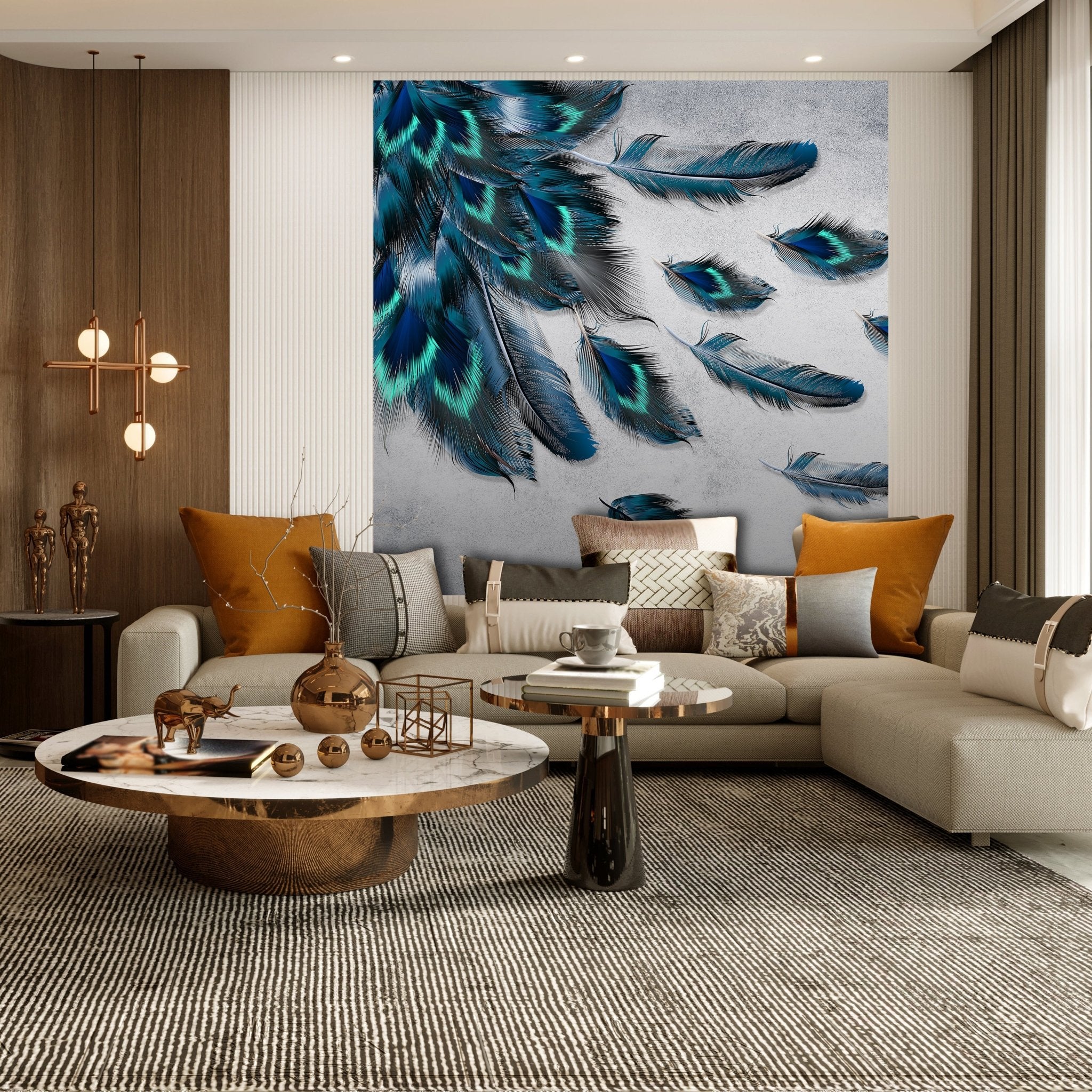 Quadratische Fototapete Pfauenfedern M0008 - Bild 3 Quadratische Fototapete Pfauenfedern M0008 - Bild 3