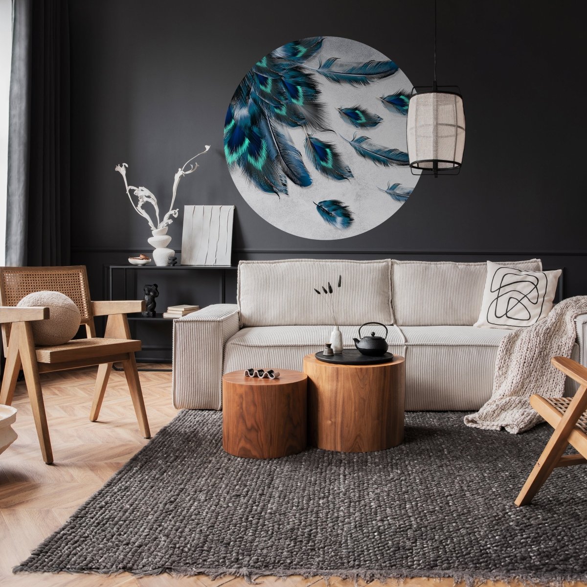 Runde Fototapete Pfauenfedern M0008 - Bild 2 Runde Fototapete Pfauenfedern M0008 - Bild 2