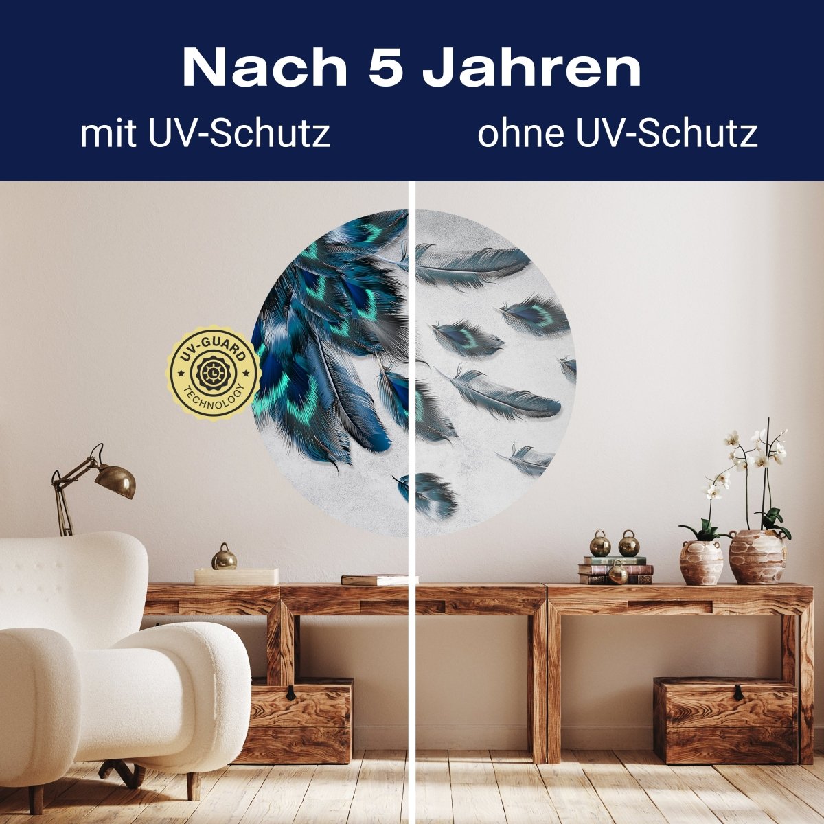 Runde Fototapete Pfauenfedern M0008 - Bild 9 Runde Fototapete Pfauenfedern M0008 - Bild 9