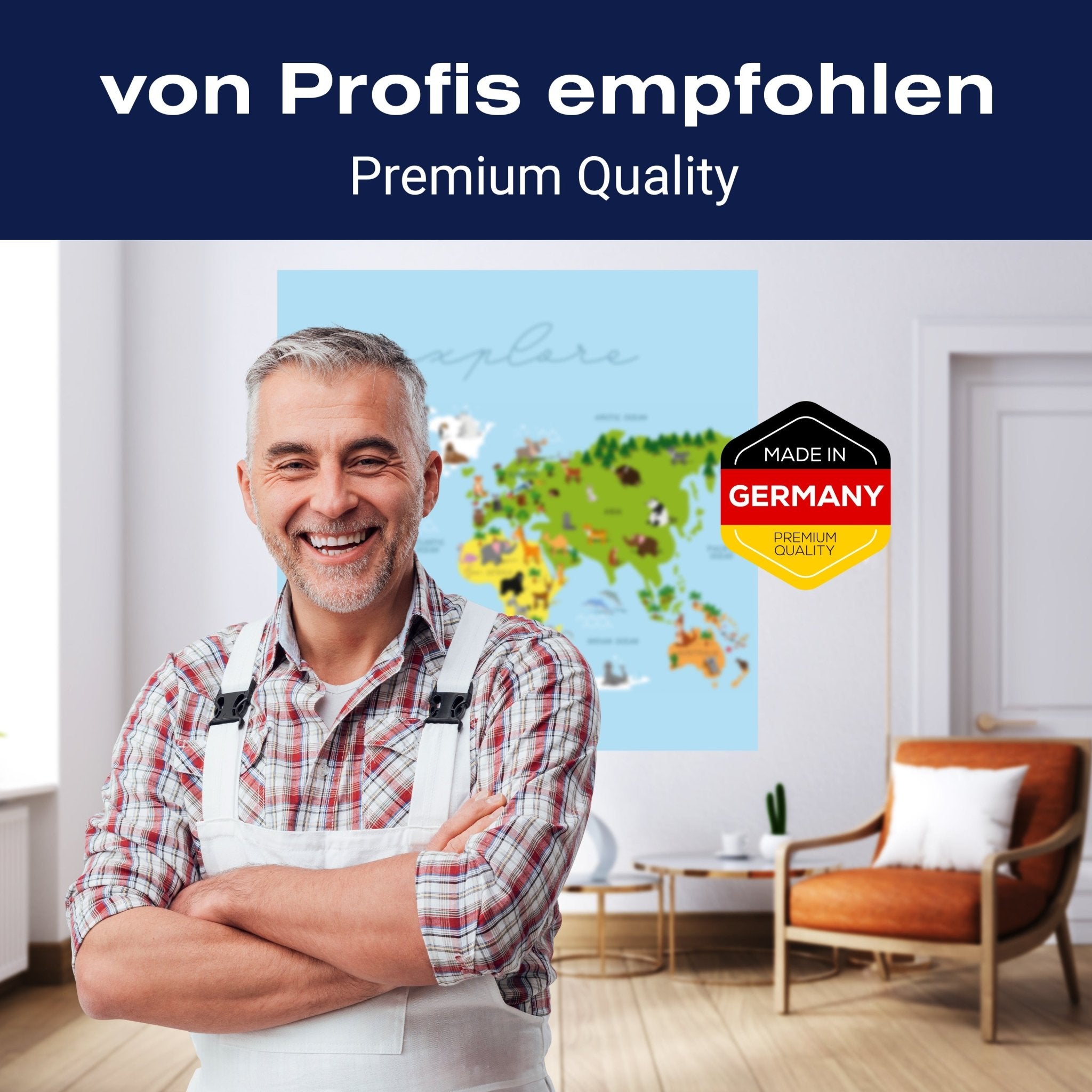 Quadratische Fototapete Weltkarte mit Tieren M0011 - Bild 5 Quadratische Fototapete Weltkarte mit Tieren M0011 - Bild 5