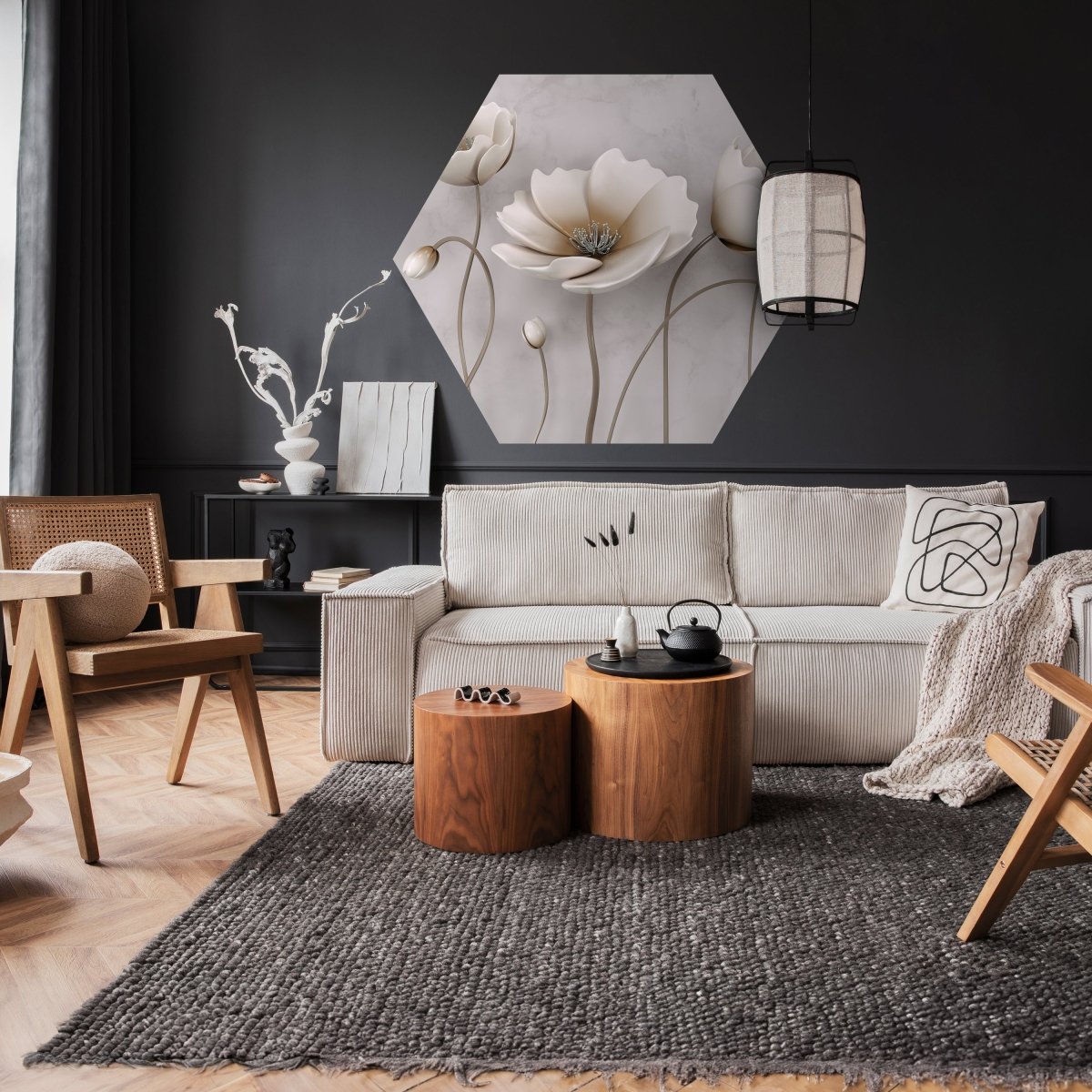 Hexagon-Fototapete Betonwand mit Blumen M0014 - Bild 2 Hexagon-Fototapete Betonwand mit Blumen M0014 - Bild 2