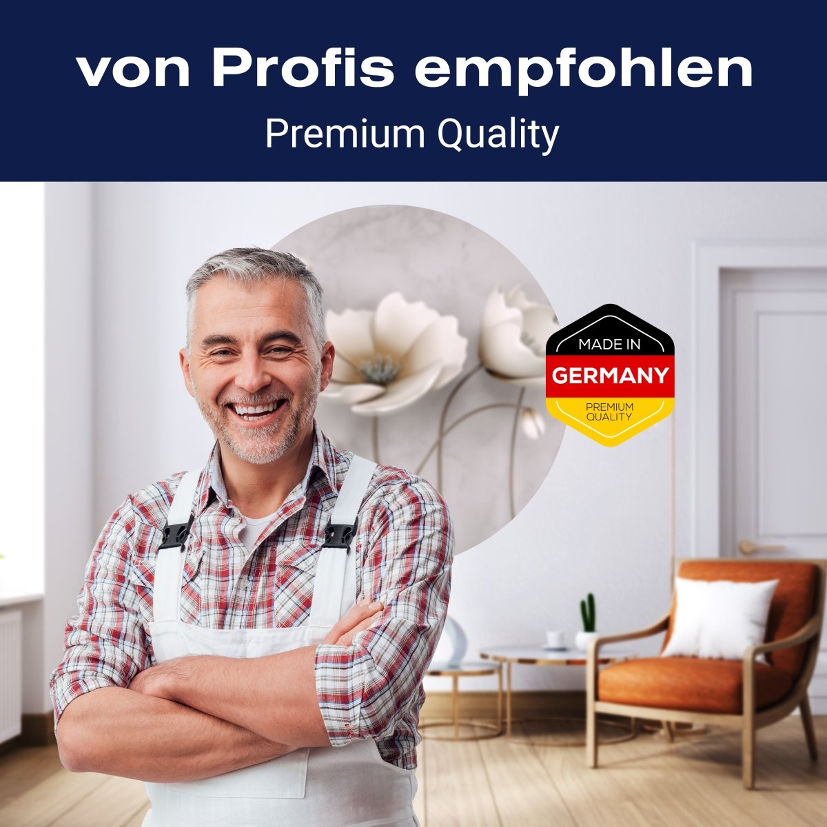 Runde Fototapete Betonwand mit Blumen M0014 - Bild 5 Runde Fototapete Betonwand mit Blumen M0014 - Bild 5