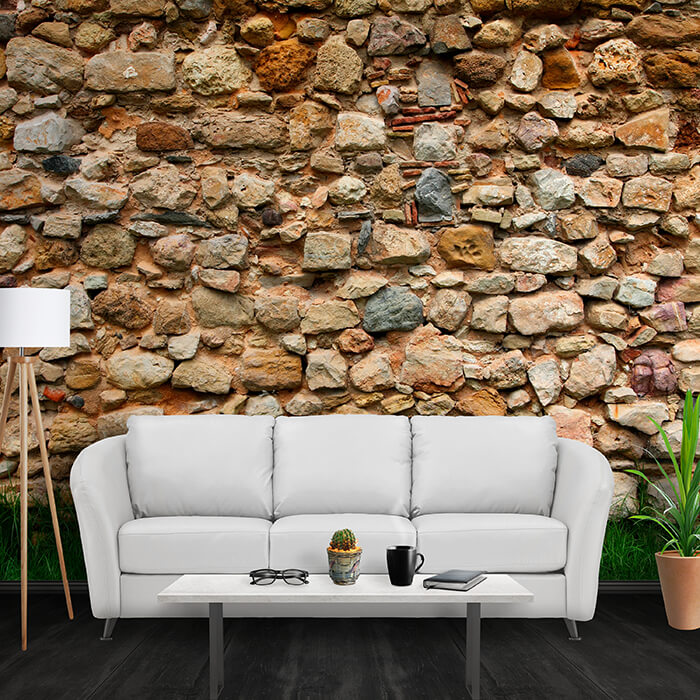 Fototapete Steinmauer mit Gras M0015 - Bild 1 Fototapete Steinmauer mit Gras M0015 - Bild 1