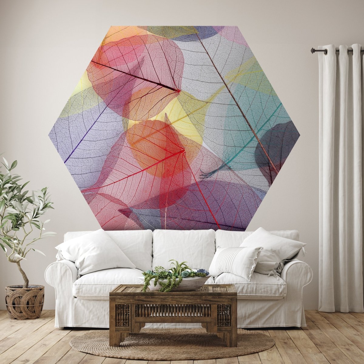 Hexagon-Fototapete bunte Blätter M0016 - Bild 1 Hexagon-Fototapete bunte Blätter M0016 - Bild 1