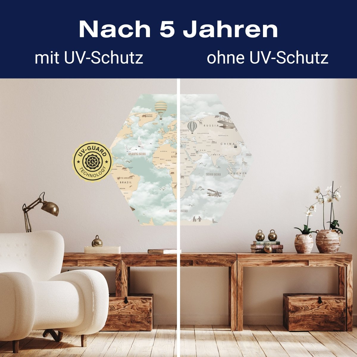 Hexagon-Fototapete Weltkarte für Kinder M0017 - Bild 9 Hexagon-Fototapete Weltkarte für Kinder M0017 - Bild 9