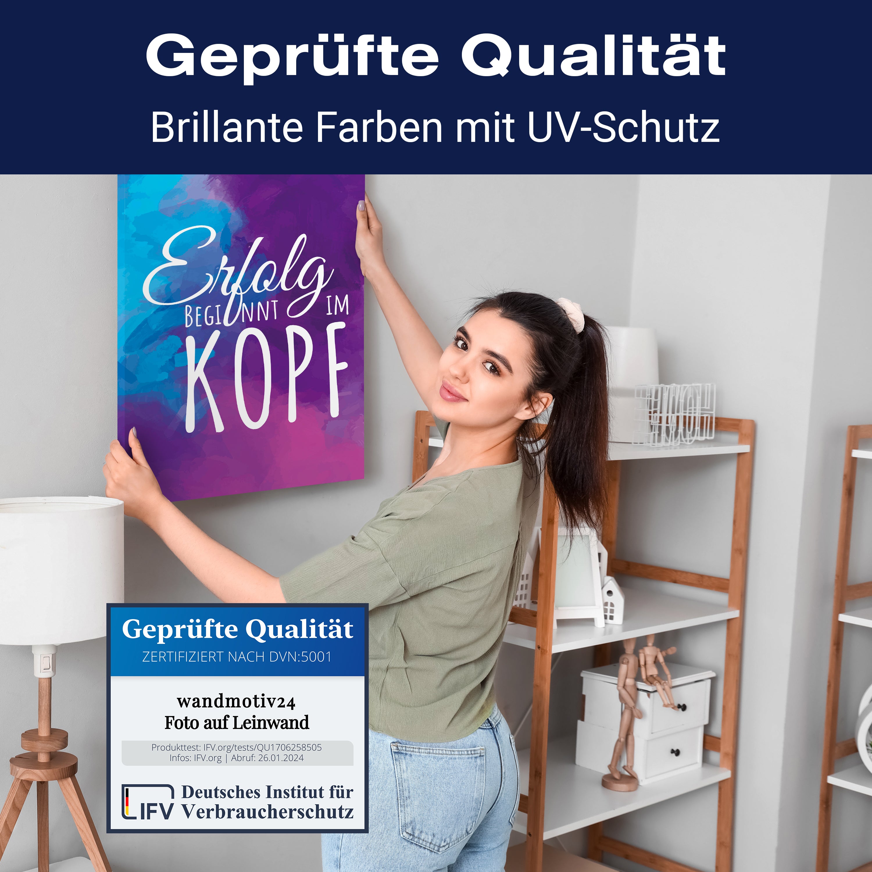 Leinwandbild Motivation, Hochformat, Erfolg beginnt im Kopf Aquarell M0019 kaufen - Bild 4 Leinwandbild Motivation, Hochformat, Erfolg beginnt im Kopf Aquarell M0019 kaufen - Bild 4