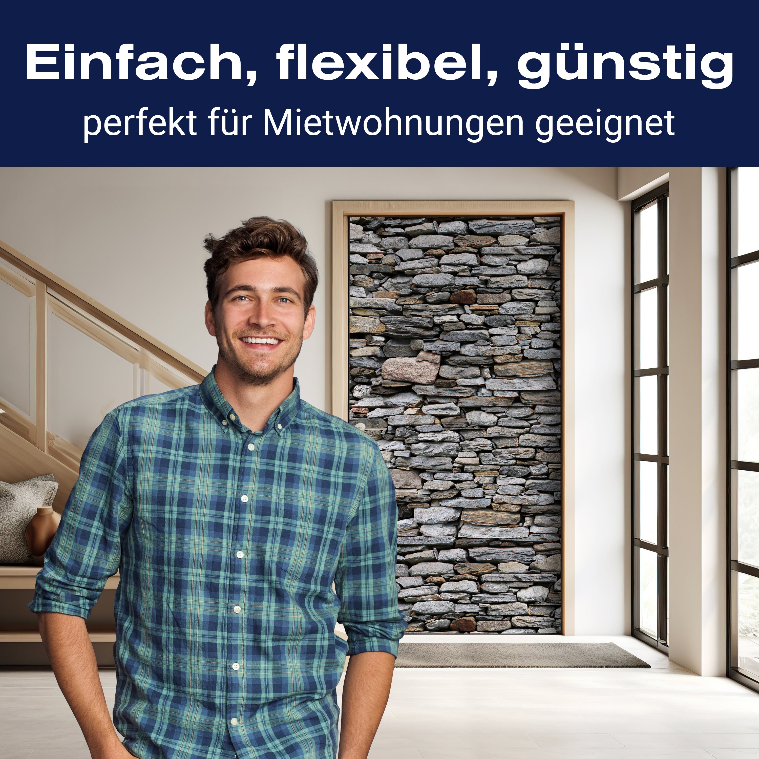 Türtapete Steinmauer Grau M0022 - Bild 3 Türtapete Steinmauer Grau M0022 - Bild 3