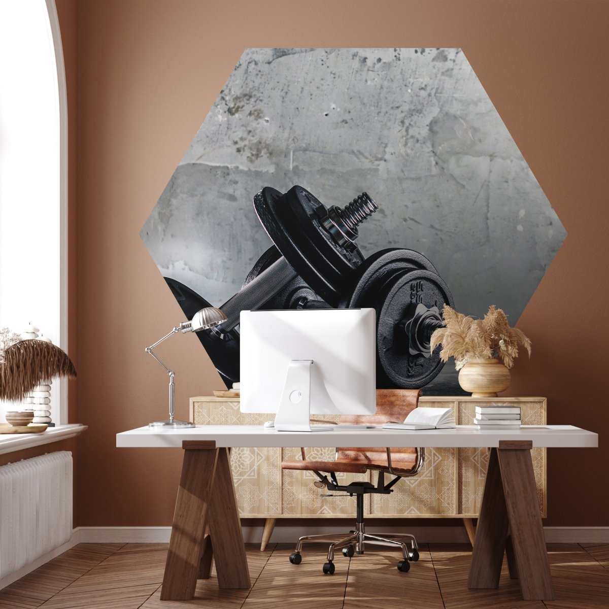 Hexagon-Fototapete Hanteln M0023 - Bild 1 Hexagon-Fototapete Hanteln M0023 - Bild 1