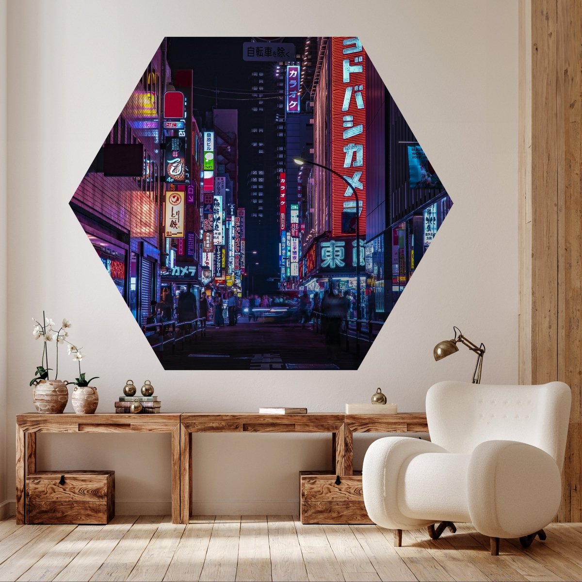 Hexagon-Fototapete Tokyo bei Nacht M0025 - Bild 2 Hexagon-Fototapete Tokyo bei Nacht M0025 - Bild 2