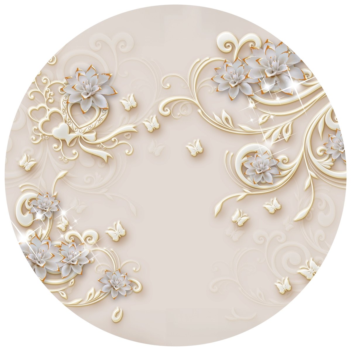 Runde Fototapete goldene Blumen und Ornamente M0028 - Bild 11 Runde Fototapete goldene Blumen und Ornamente M0028 - Bild 11