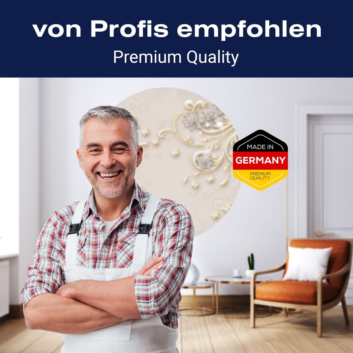 Runde Fototapete goldene Blumen und Ornamente M0028 - Bild 5 Runde Fototapete goldene Blumen und Ornamente M0028 - Bild 5