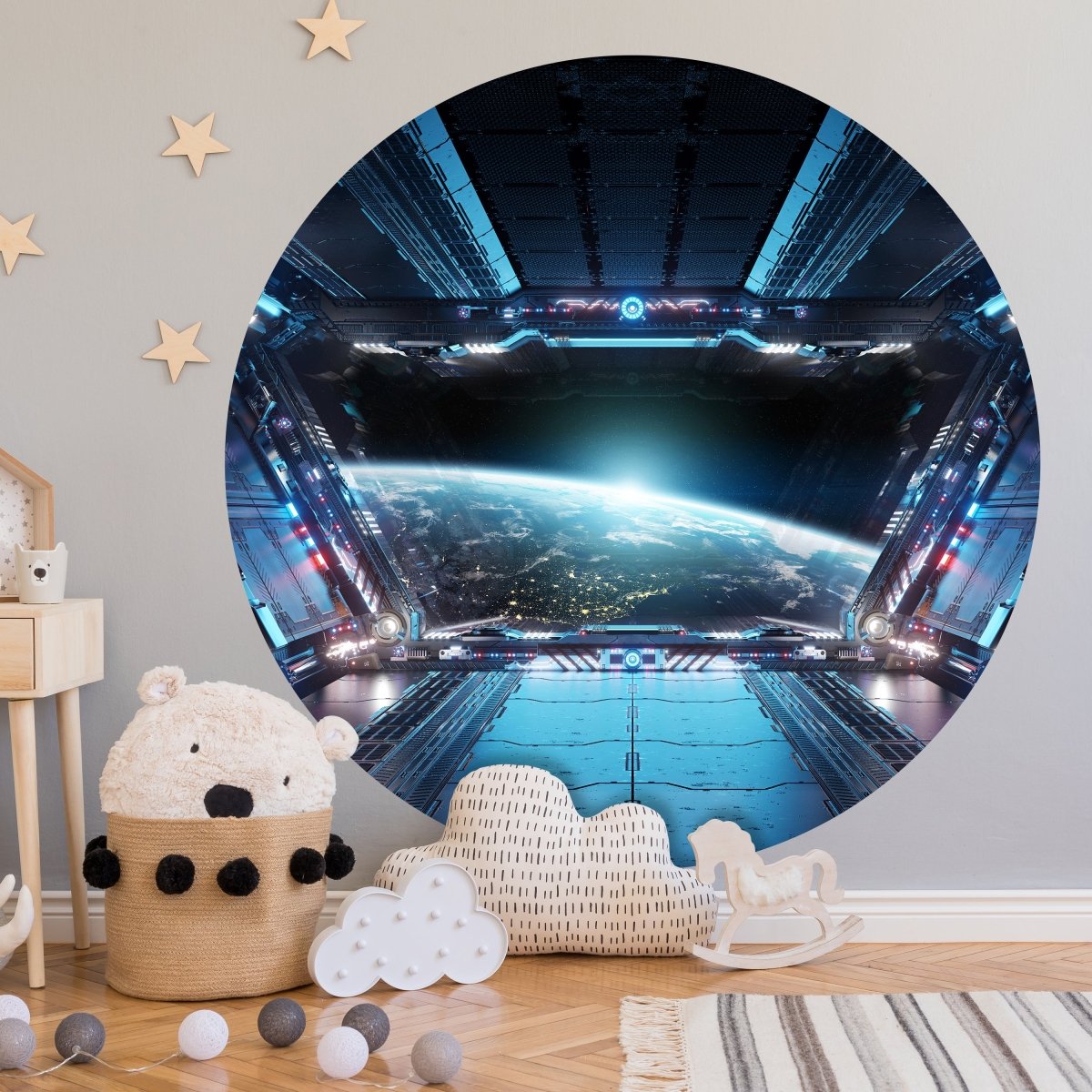 Runde Fototapete Blick aus Raumschiff M0032 - Bild 1 Runde Fototapete Blick aus Raumschiff M0032 - Bild 1