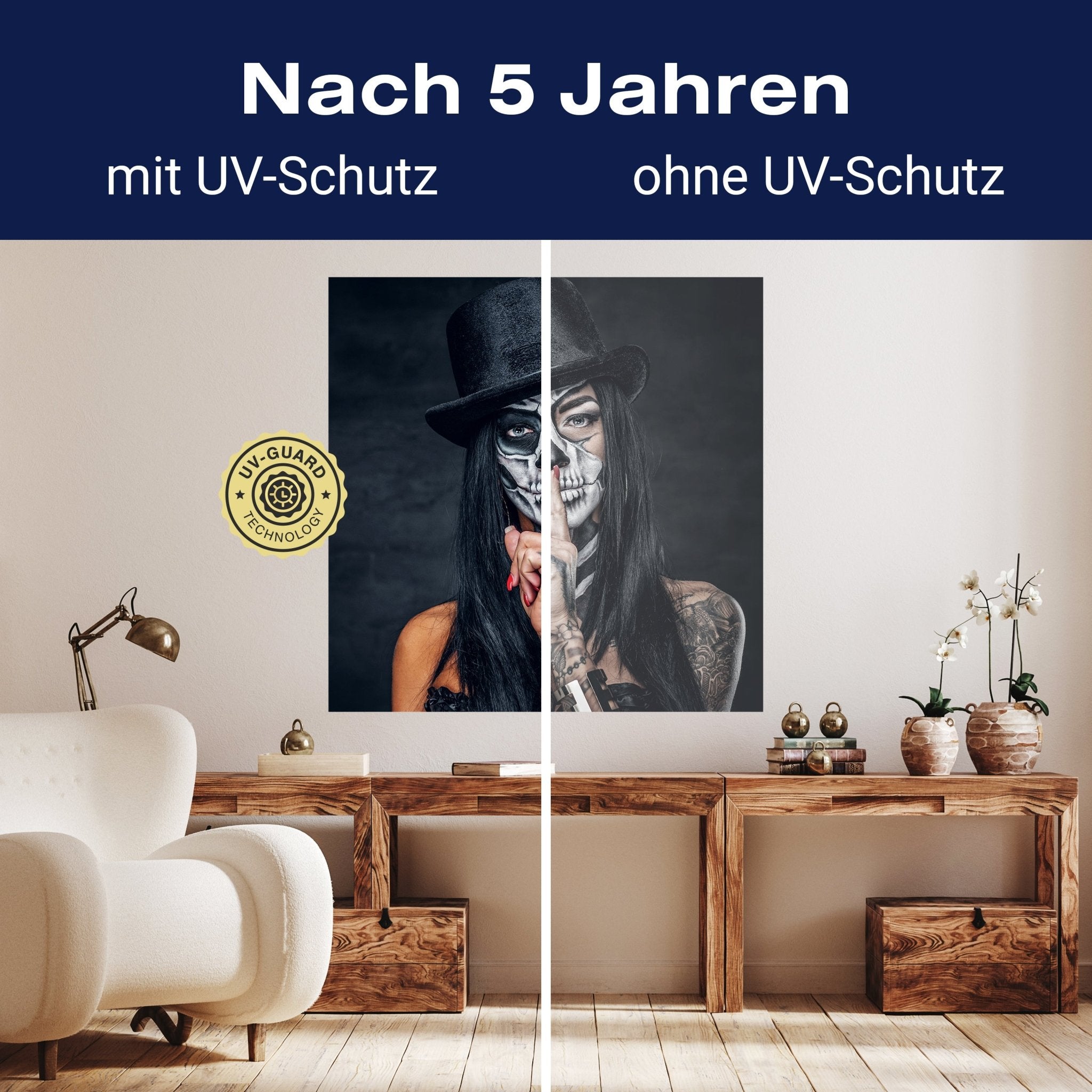 Quadratische Fototapete Frau mit Totenkopf M0034 - Bild 9 Quadratische Fototapete Frau mit Totenkopf M0034 - Bild 9