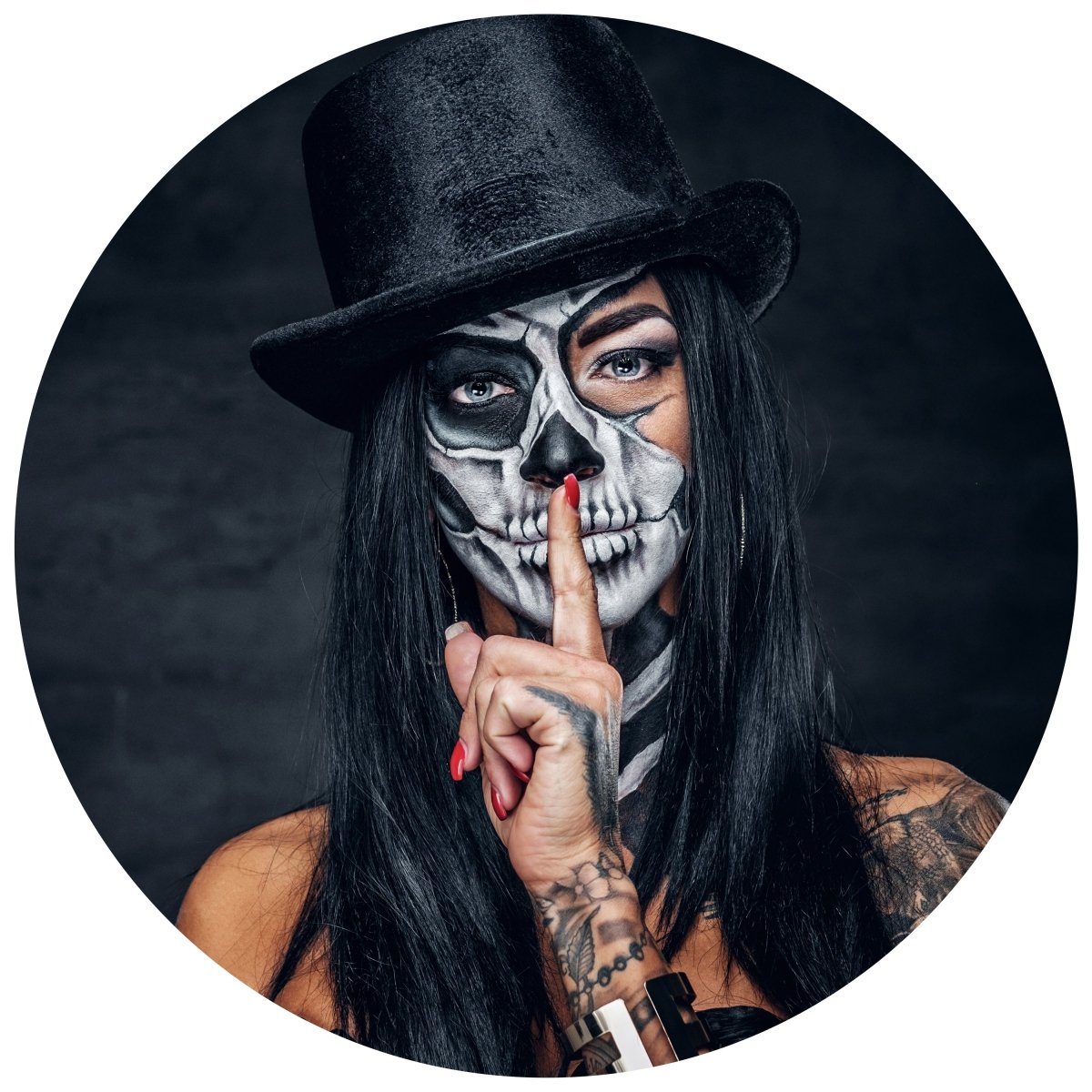 Runde Fototapete Frau mit Totenkopf M0034 - Bild 11 Runde Fototapete Frau mit Totenkopf M0034 - Bild 11