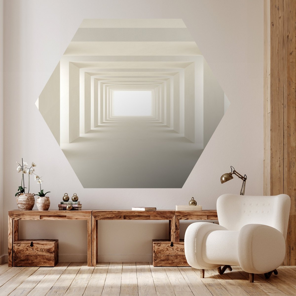 Hexagon-Fototapete heller Tunnel M0036 - Bild 2 Hexagon-Fototapete heller Tunnel M0036 - Bild 2