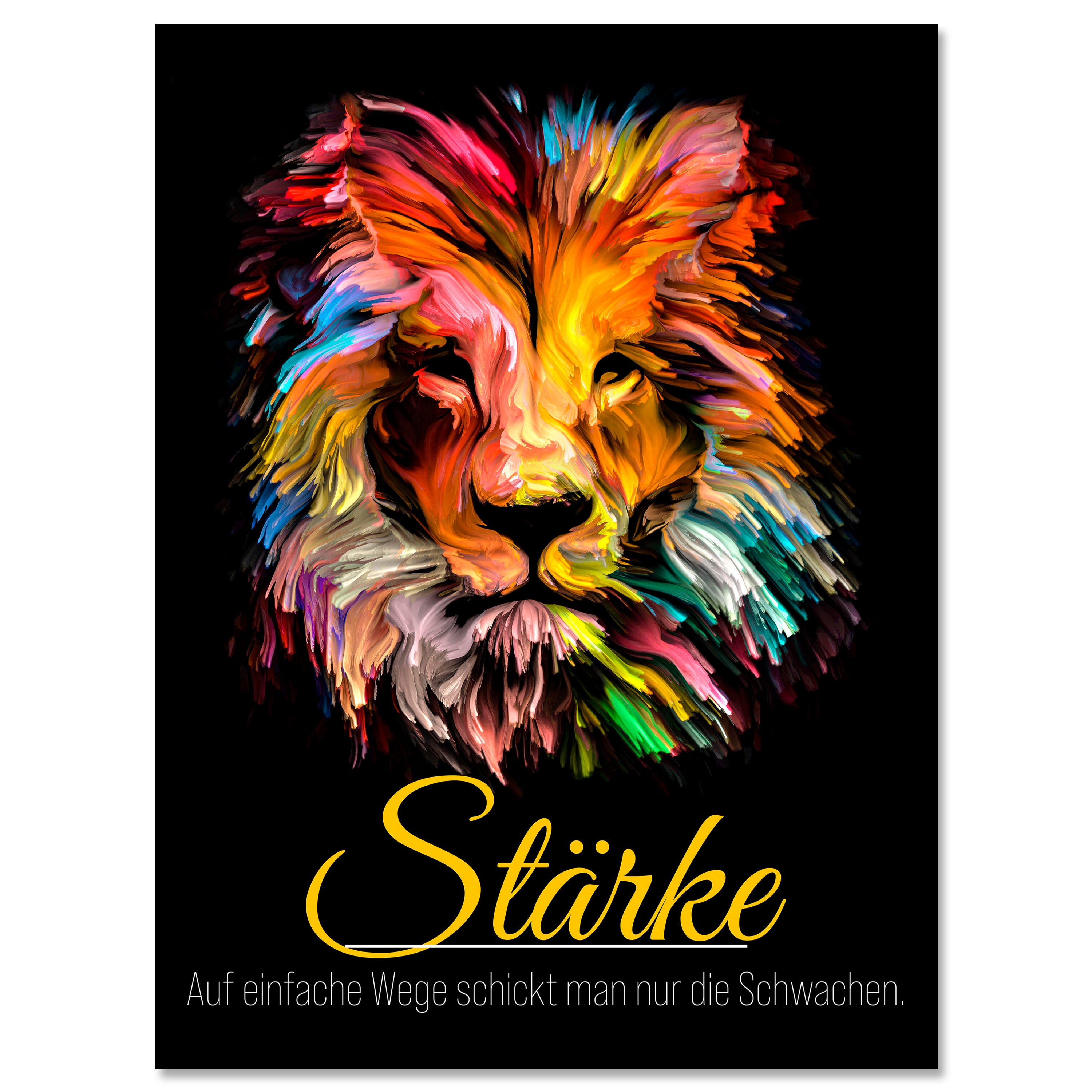 Leinwandbild Motivation, Hochformat, Löwe Stärke Schwarz M0037 kaufen - Bild 1 Leinwandbild Motivation, Hochformat, Löwe Stärke Schwarz M0037 kaufen - Bild 1