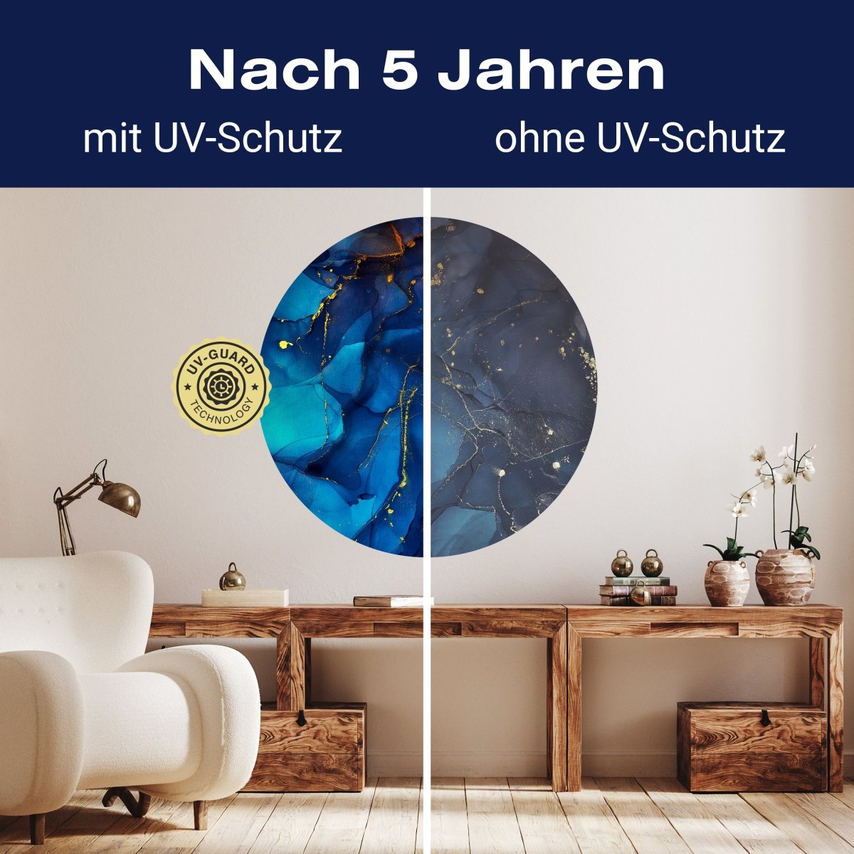 Runde Fototapete blaue Marmoroptik M0037 - Bild 9 Runde Fototapete blaue Marmoroptik M0037 - Bild 9