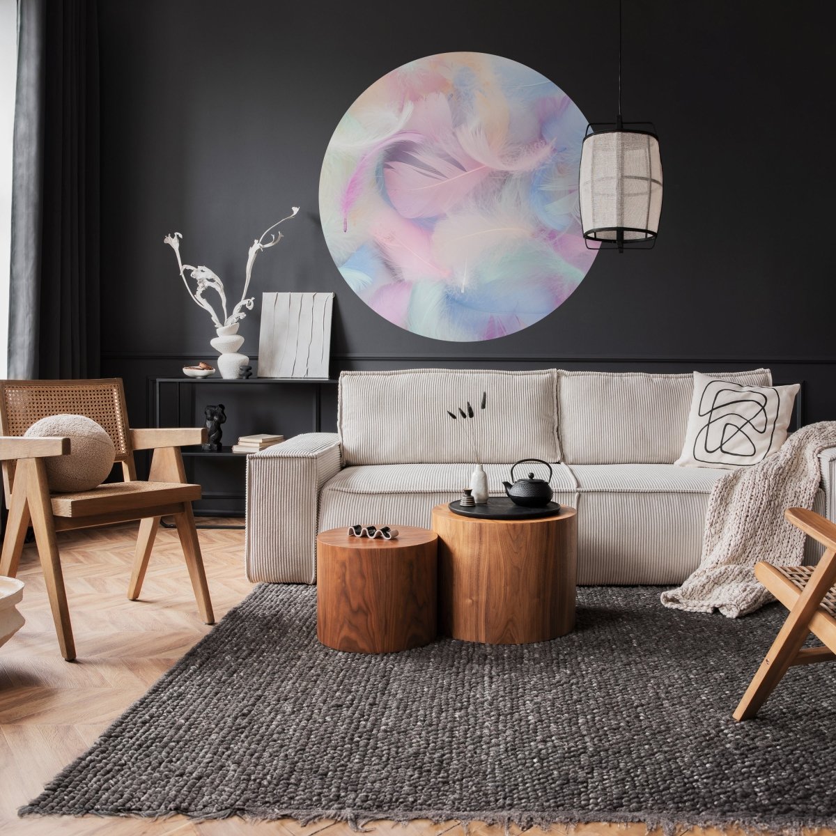 Runde Fototapete bunte Federn M0039 - Bild 2 Runde Fototapete bunte Federn M0039 - Bild 2