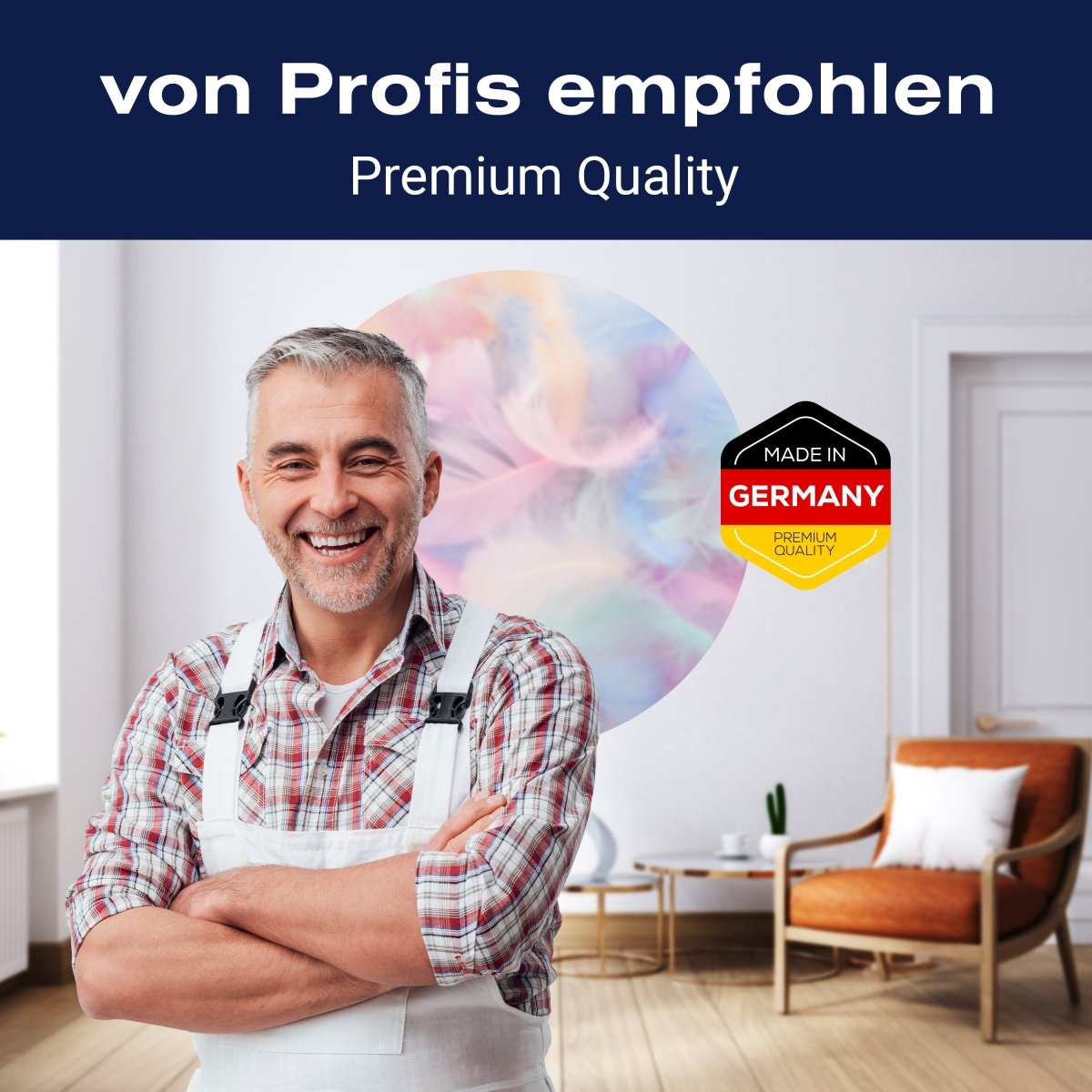 Runde Fototapete bunte Federn M0039 - Bild 5 Runde Fototapete bunte Federn M0039 - Bild 5