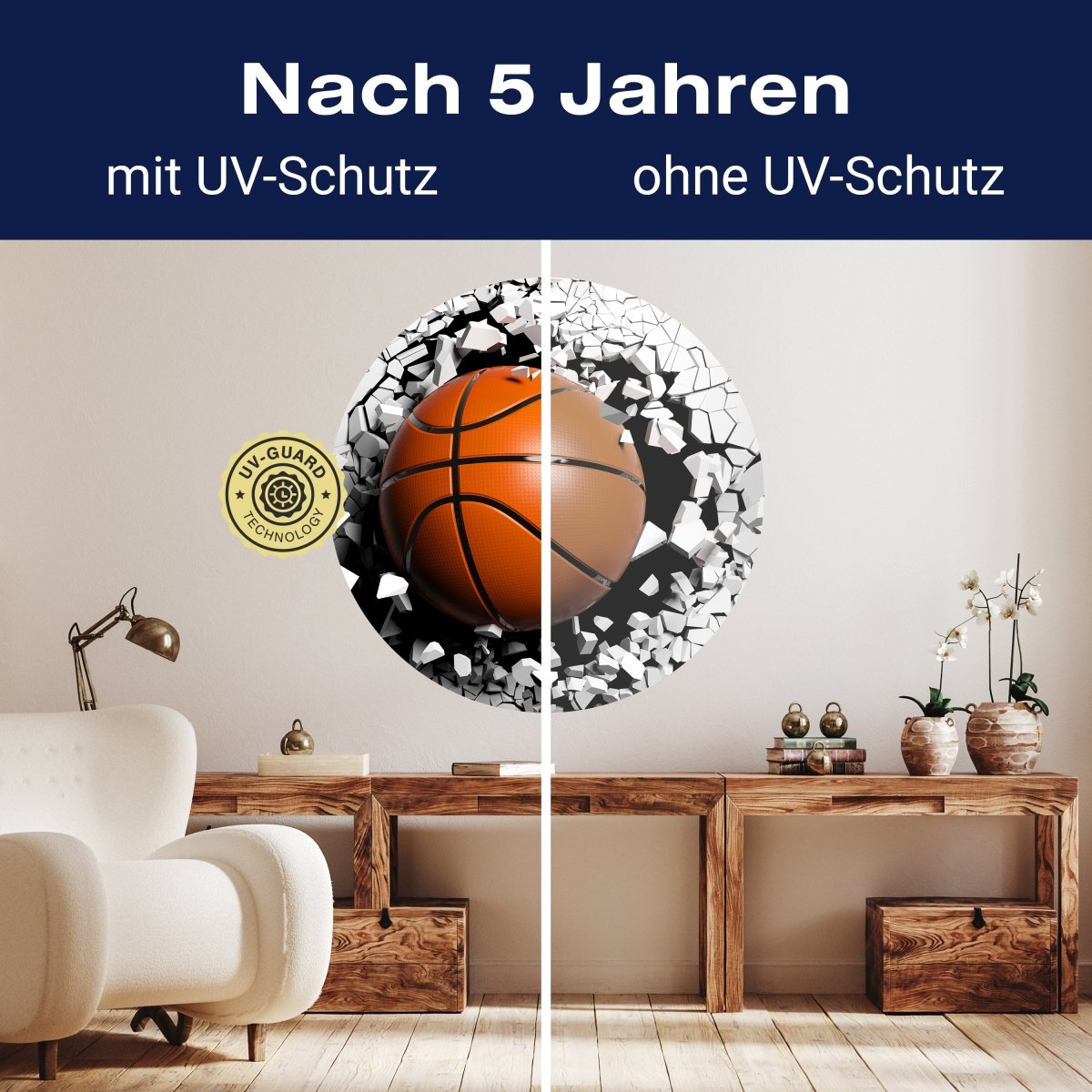 Runde Fototapete Wanddurchbruch mit Basketball M0040 - Bild 9 Runde Fototapete Wanddurchbruch mit Basketball M0040 - Bild 9
