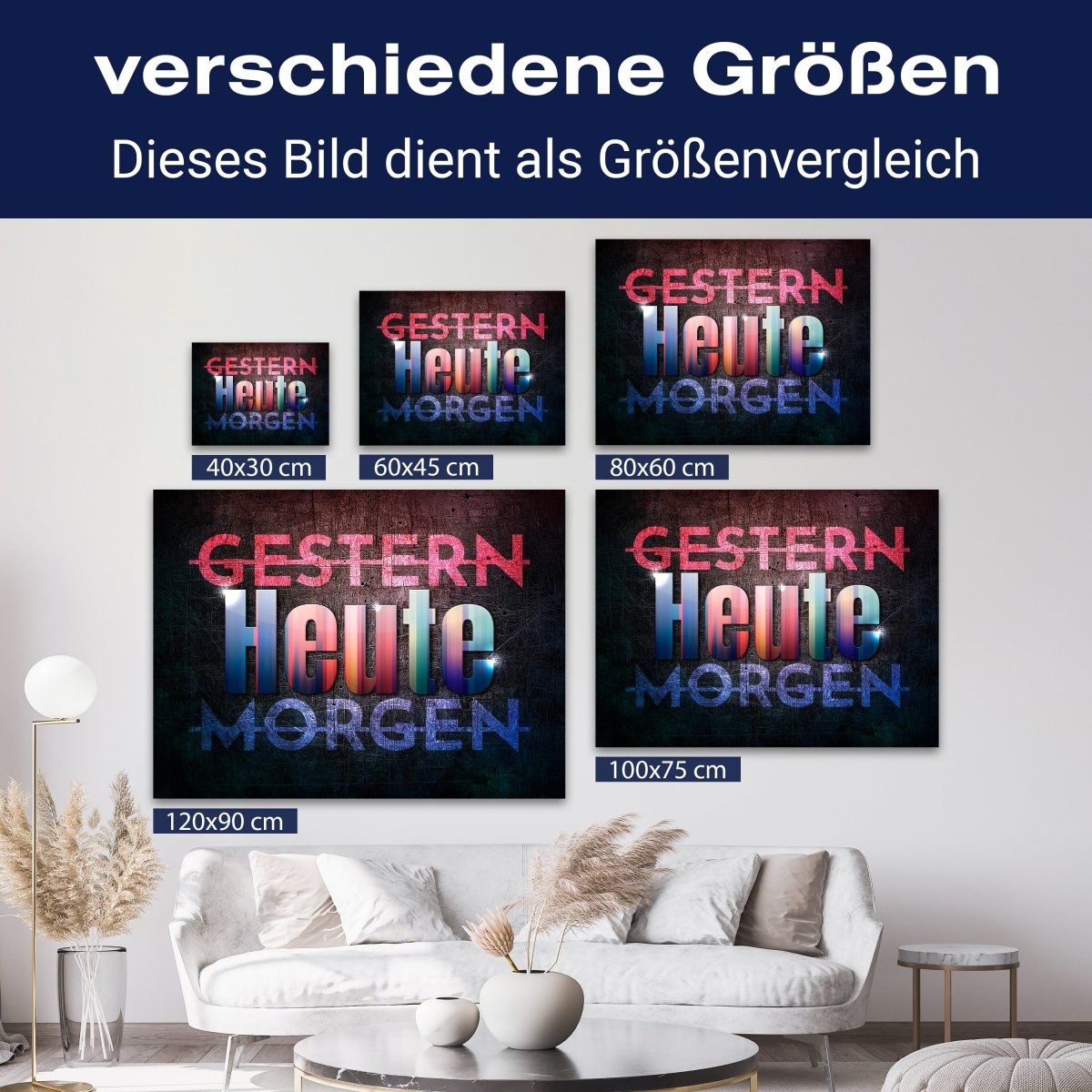 Leinwandbild Motivation, Querformat, Gestern Morgen Heute M0041 kaufen - Bild 8 Leinwandbild Motivation, Querformat, Gestern Morgen Heute M0041 kaufen - Bild 8