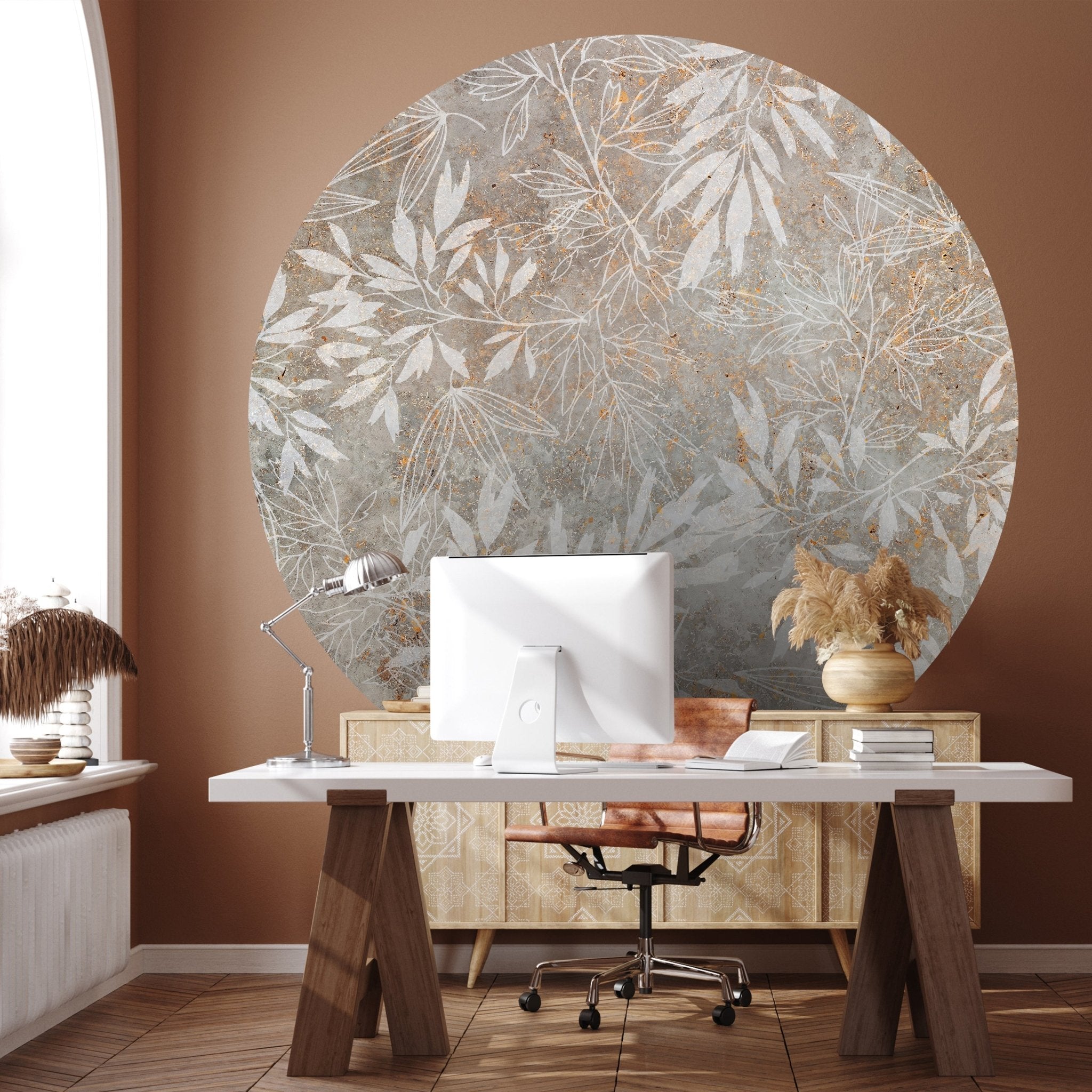 Runde Fototapete Vintage Blätter M0049 - Bild 1 Runde Fototapete Vintage Blätter M0049 - Bild 1
