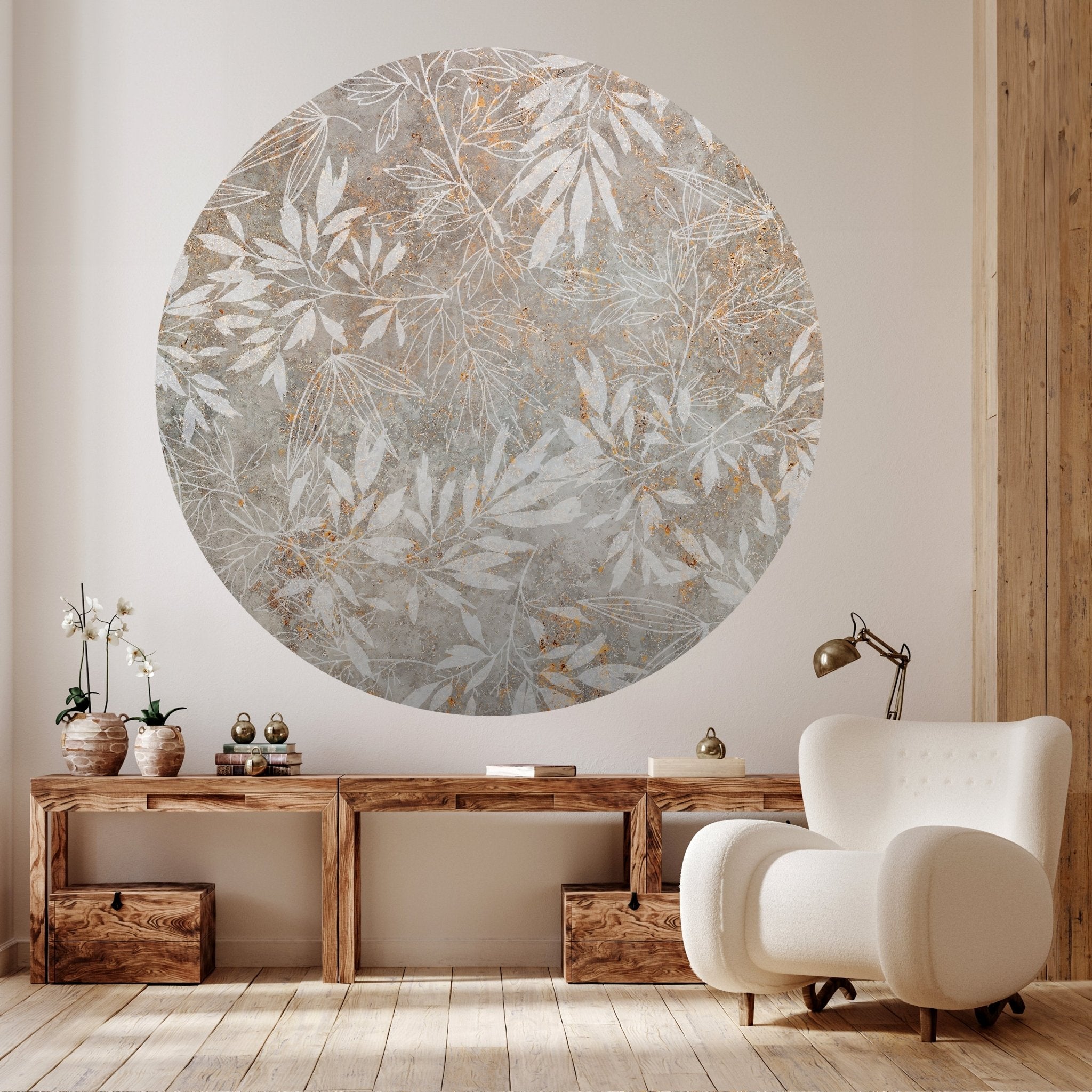 Runde Fototapete Vintage Blätter M0049 - Bild 2 Runde Fototapete Vintage Blätter M0049 - Bild 2