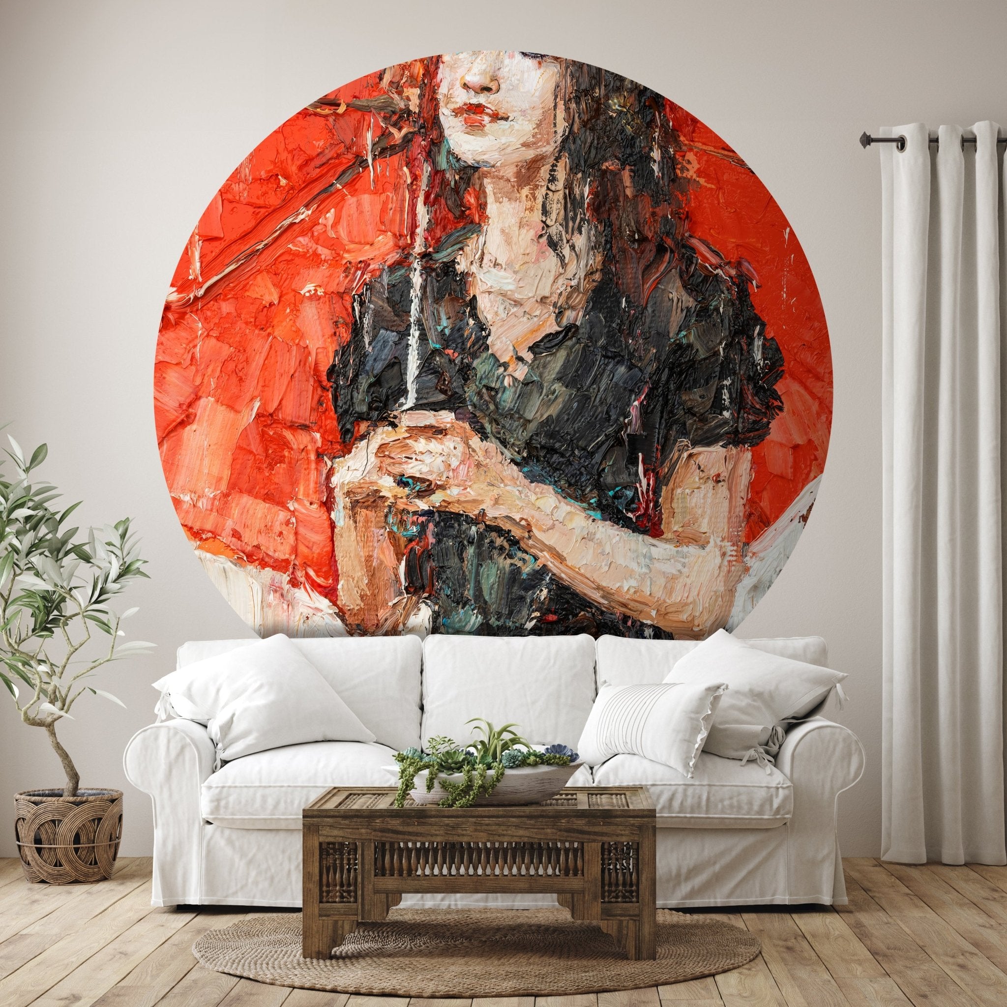 Runde Fototapete Frau Malerei Regenschirm M0050 - Bild 1 Runde Fototapete Frau Malerei Regenschirm M0050 - Bild 1