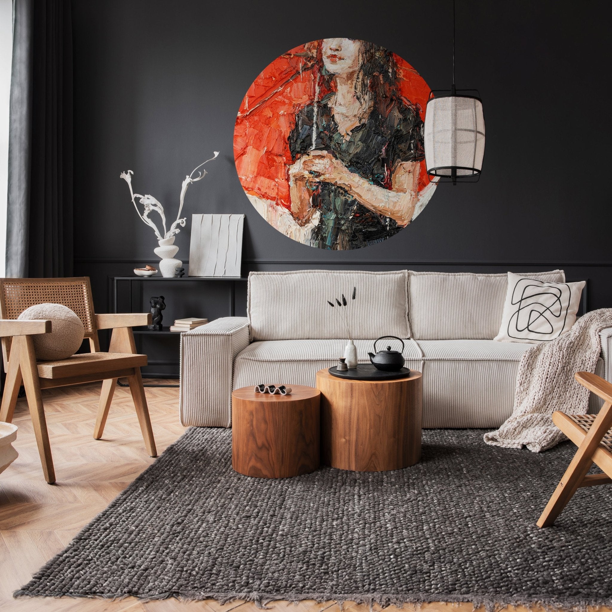 Runde Fototapete Frau Malerei Regenschirm M0050 - Bild 2 Runde Fototapete Frau Malerei Regenschirm M0050 - Bild 2