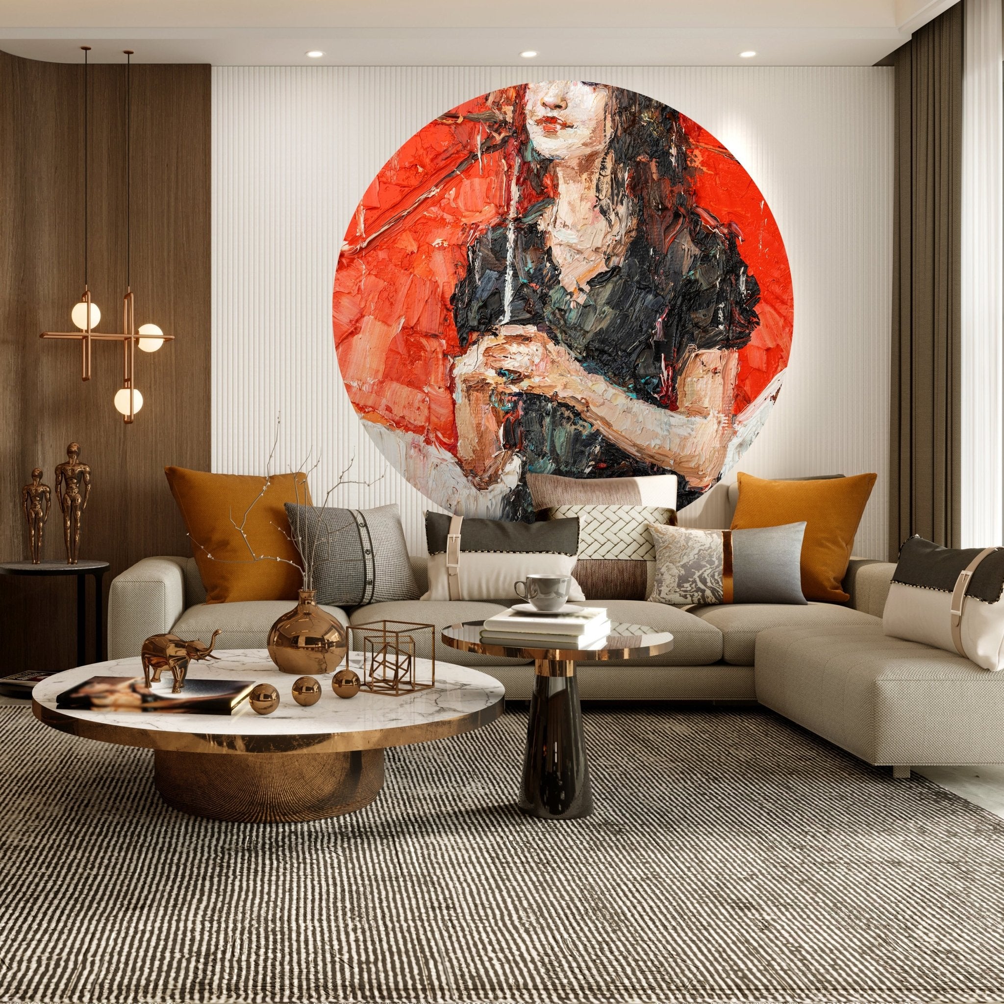 Runde Fototapete Frau Malerei Regenschirm M0050 - Bild 3 Runde Fototapete Frau Malerei Regenschirm M0050 - Bild 3