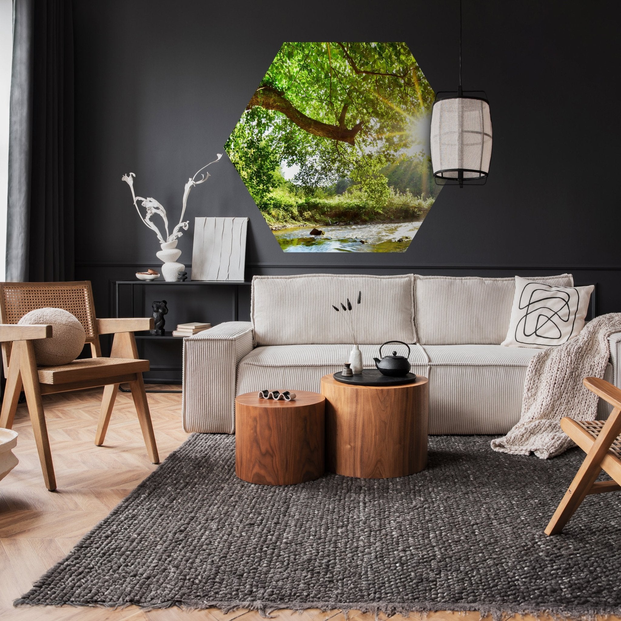 Hexagon-Fototapete Wald mit Fluss M0061 - Bild 2 Hexagon-Fototapete Wald mit Fluss M0061 - Bild 2