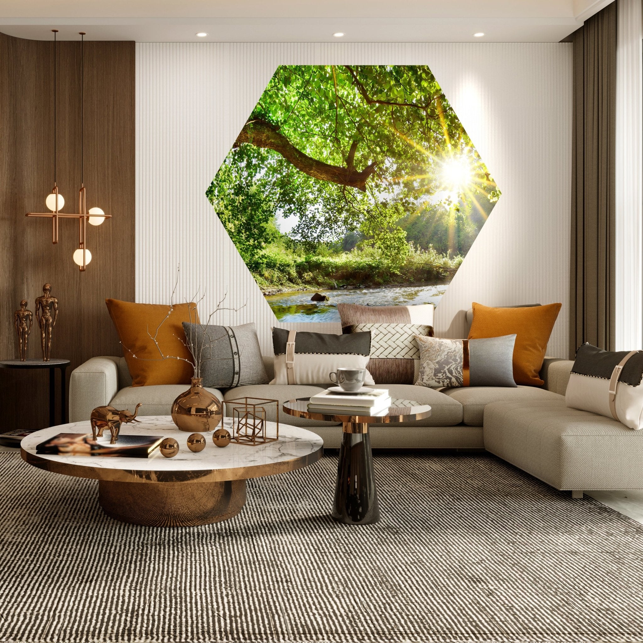 Hexagon-Fototapete Wald mit Fluss M0061 - Bild 3 Hexagon-Fototapete Wald mit Fluss M0061 - Bild 3