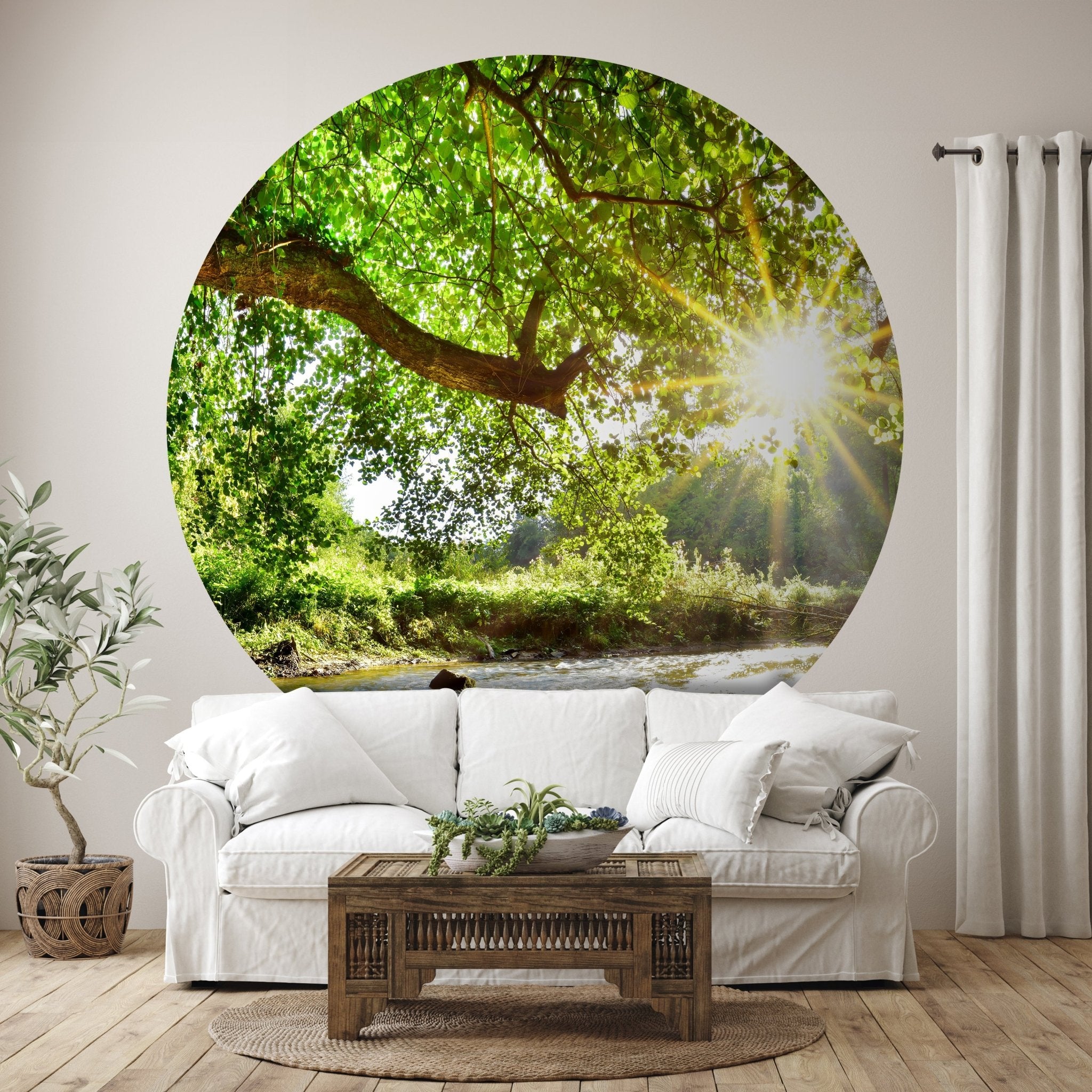 Runde Fototapete Wald mit Fluss M0061 - Bild 1 Runde Fototapete Wald mit Fluss M0061 - Bild 1
