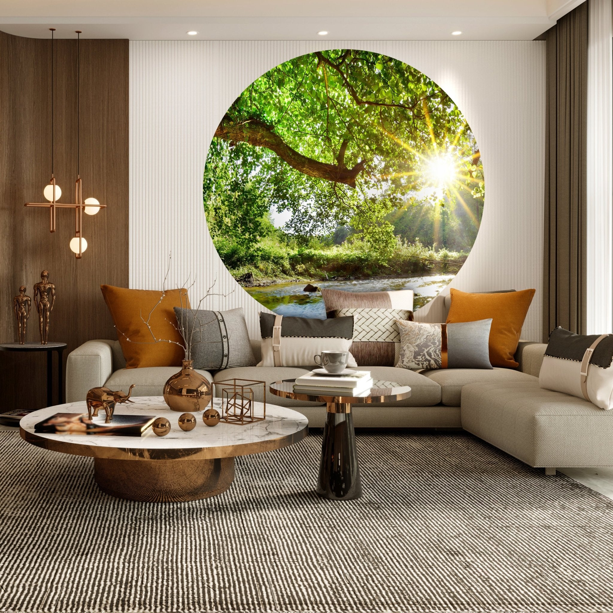 Runde Fototapete Wald mit Fluss M0061 - Bild 3 Runde Fototapete Wald mit Fluss M0061 - Bild 3