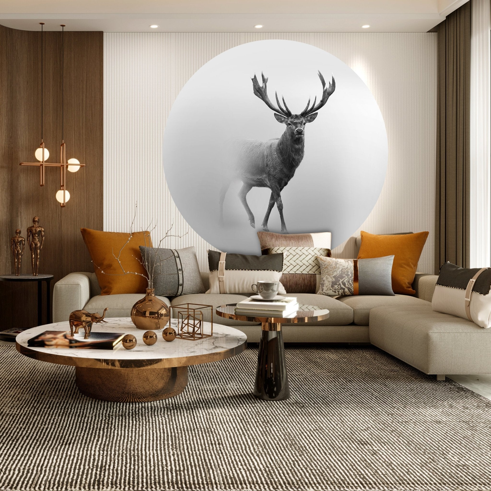 Runde Fototapete Hirsch im Nebel M0064 - Bild 3 Runde Fototapete Hirsch im Nebel M0064 - Bild 3