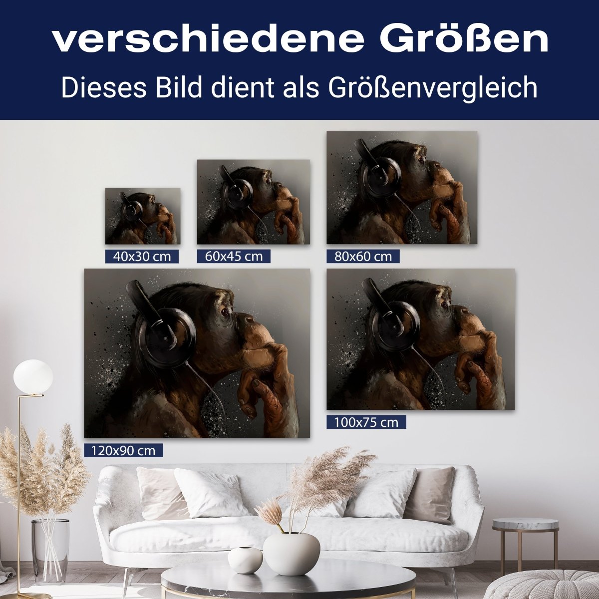 Leinwandbild Tiere, Querformat, Affe Kopfhörer M0099 kaufen - Bild 8 Leinwandbild Tiere, Querformat, Affe Kopfhörer M0099 kaufen - Bild 8