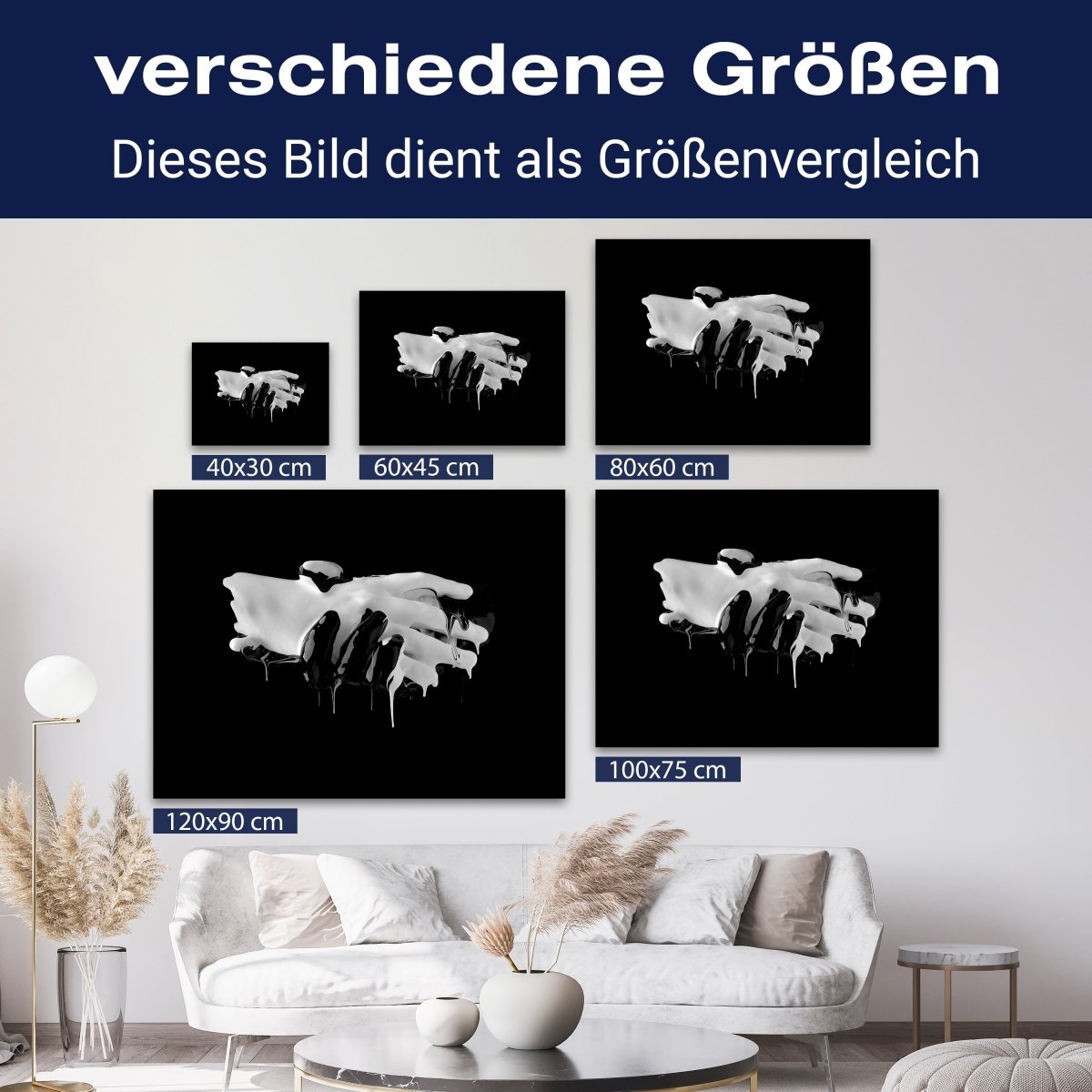 Leinwandbild Kunst & Gemälde, Querformat, Hände Schwarz Weiß M0107 kaufen - Bild 8 Leinwandbild Kunst & Gemälde, Querformat, Hände Schwarz Weiß M0107 kaufen - Bild 8