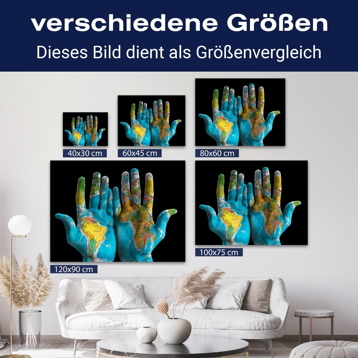 Leinwandbild Kunst & Gemälde, Querformat, Hände Weltkarte M0108 kaufen - Bild 8 Leinwandbild Kunst & Gemälde, Querformat, Hände Weltkarte M0108 kaufen - Bild 8